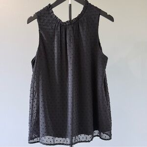 Black Swiss Dot Sleeveless Blouse - Women